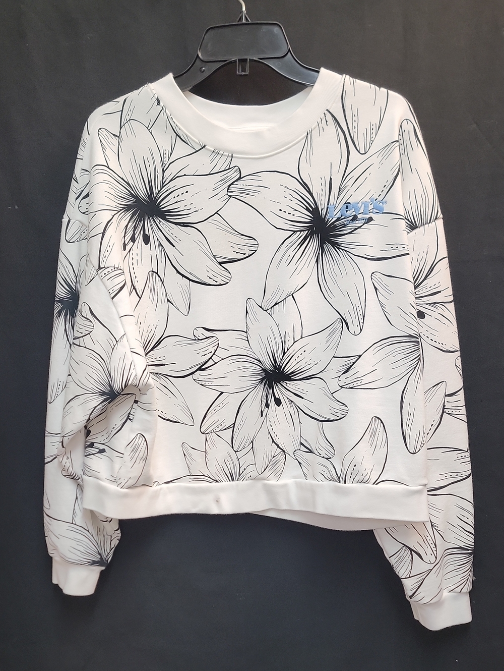 Levi's White Crewneck Sweatshirt with Black Floral Sketch